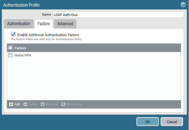 Authentication Profile for LDAP Auth-Duo