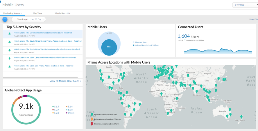 Screenshot from Prisma Access Insights