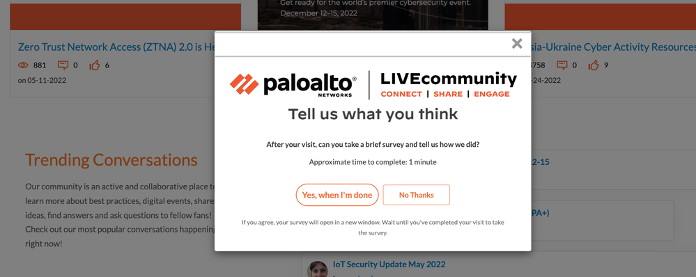 If you've visited LIVEcommunity since April 2020, you've likely seen this pop-survey.