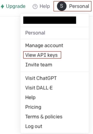 Menu with API keys