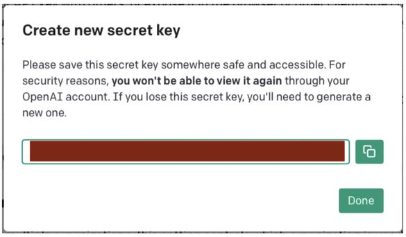 Next window to create new secret key