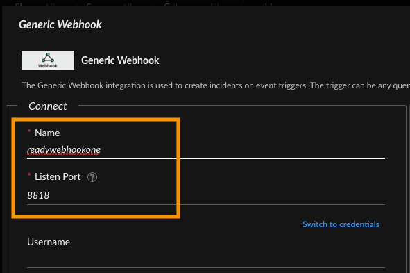 XSOAR 8.x Generic Webhook Instance Configuration